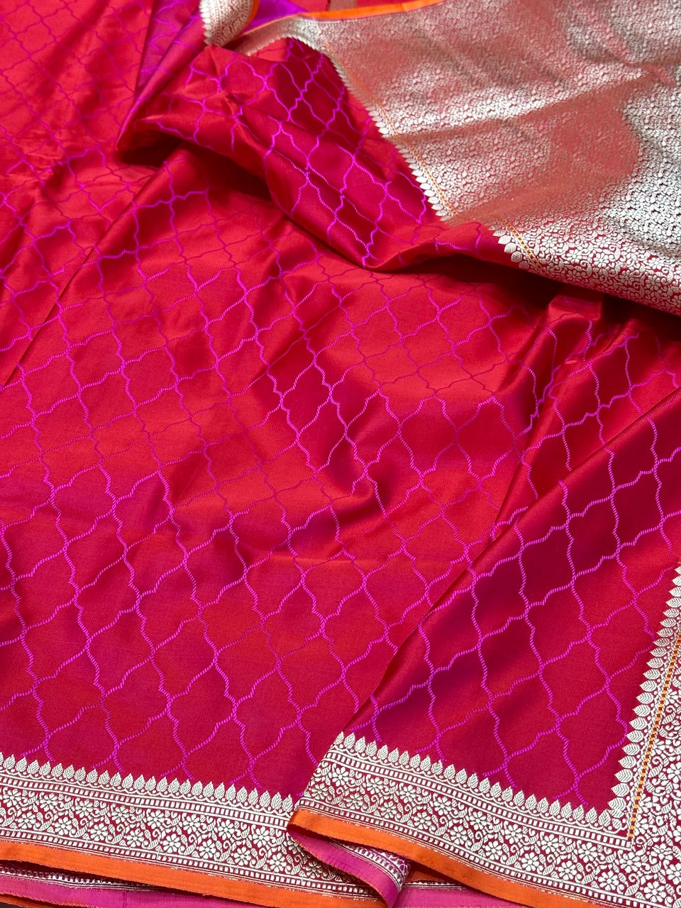 Handwoven Pure Banarasi Satin Tanchoi Silk Saree