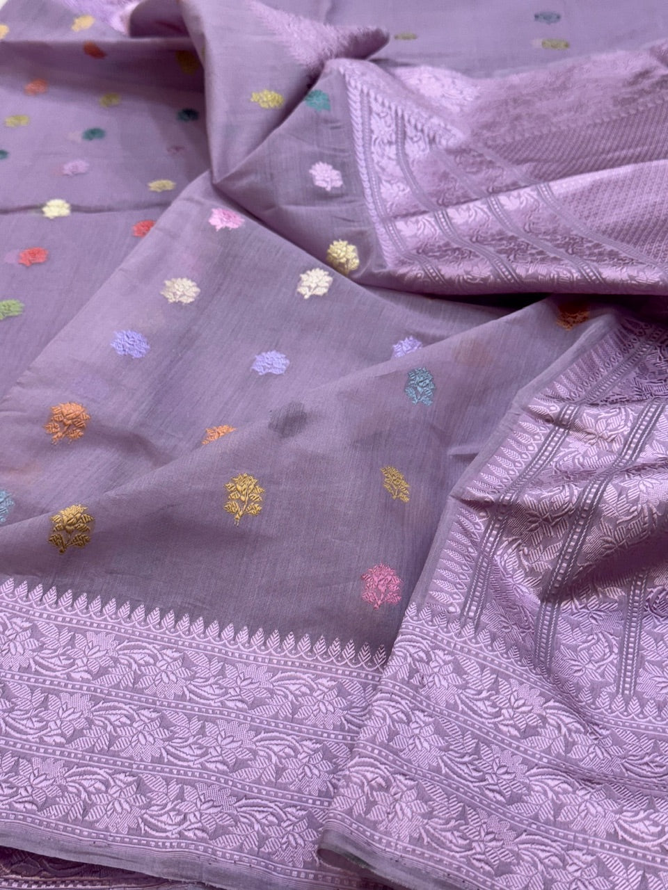 Lavender Handwoven Banarasi Cotton Saree