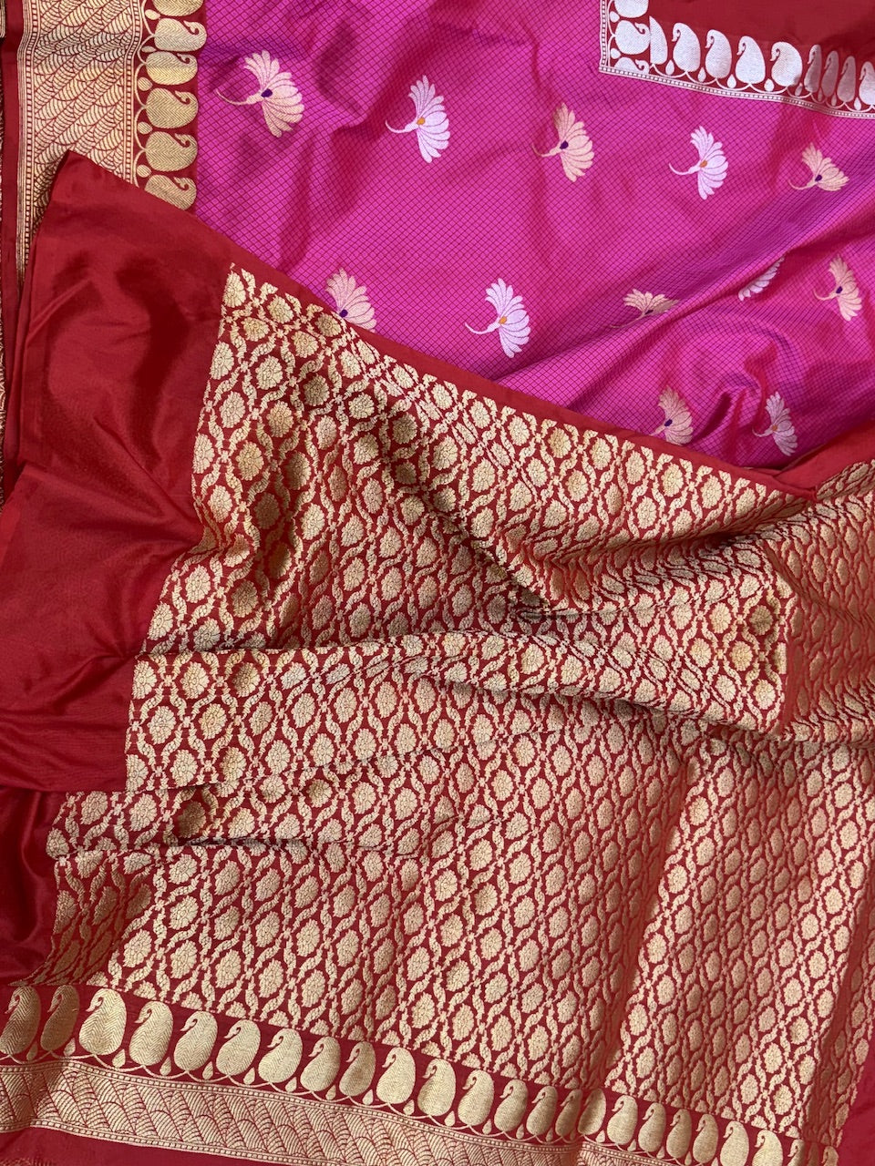 Rani Pink Handwoven Banarasi Pure Silk Saree