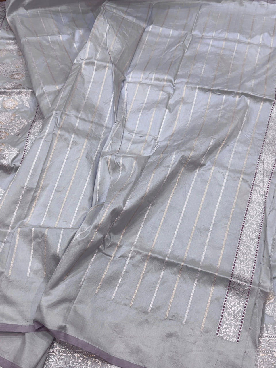 Cool Grey Handwoven Banarasi Silk Saree