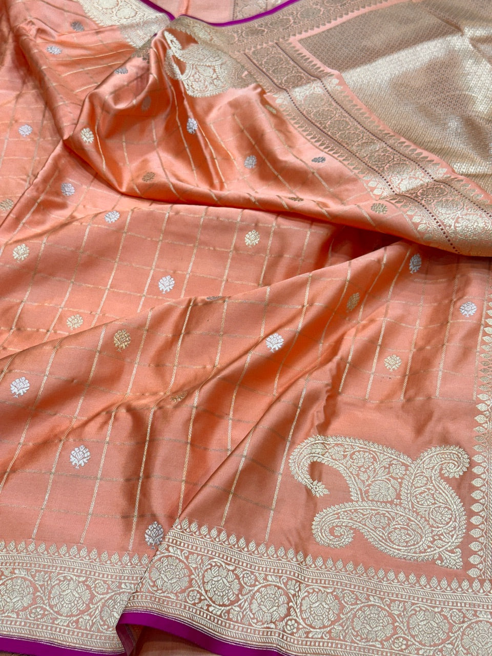 Handwoven Banarasi Mashru Satin Silk Saree