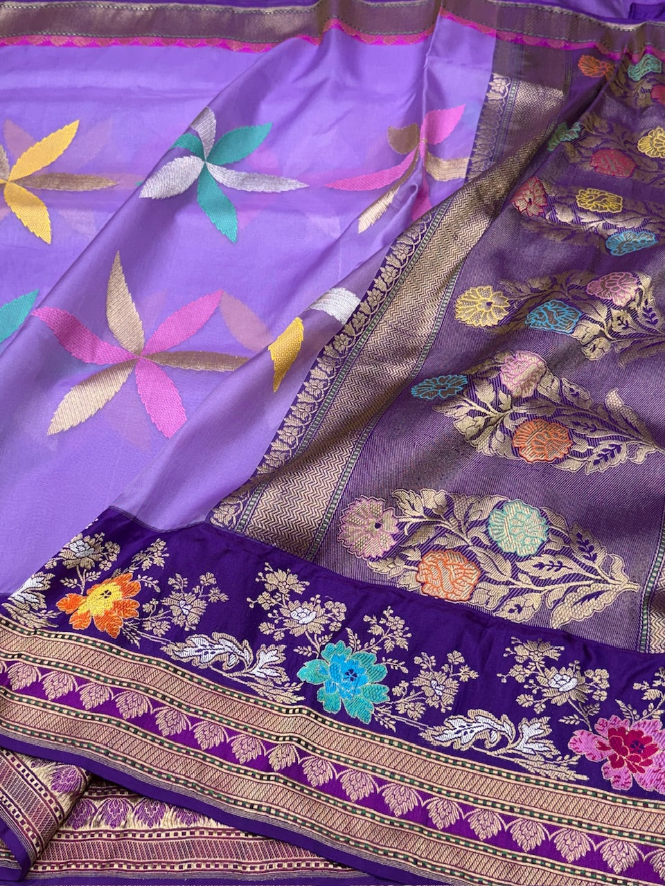 Lavender Handwoven Banarasi Pure Organza Saree