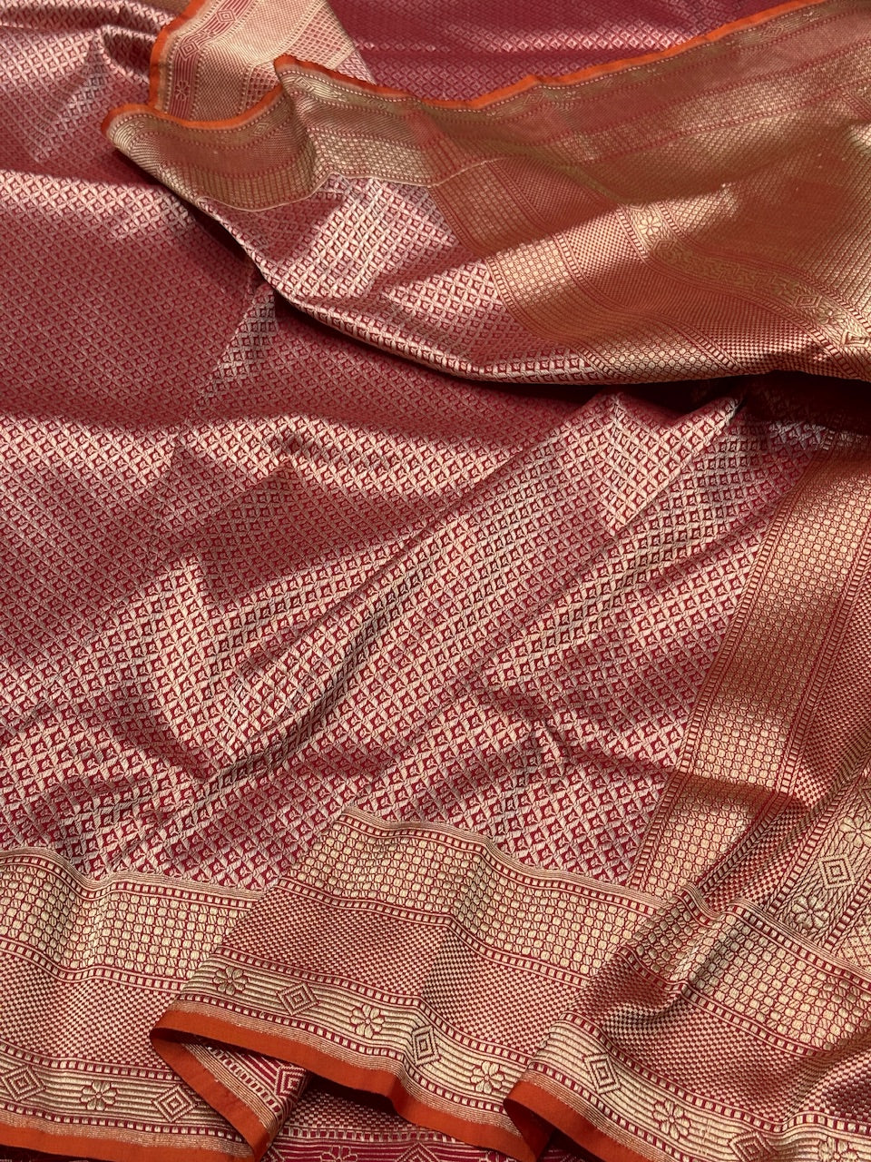 Red Handwoven Pure Silk Brocade Saree