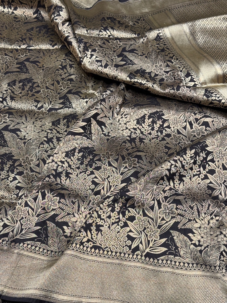 Black Pure Silk Brocade Saree