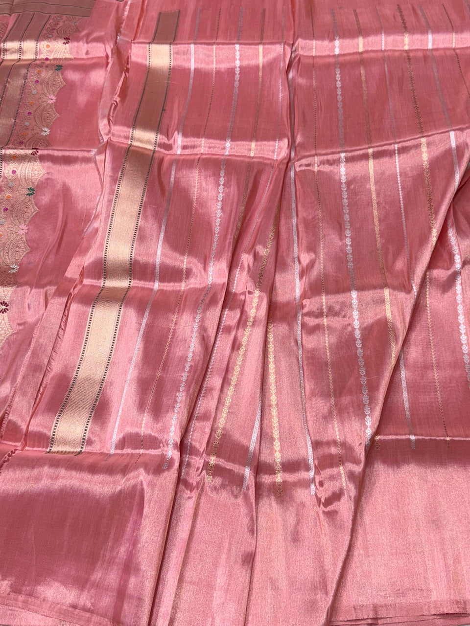 Peach Handwoven Pure Tissue Saree