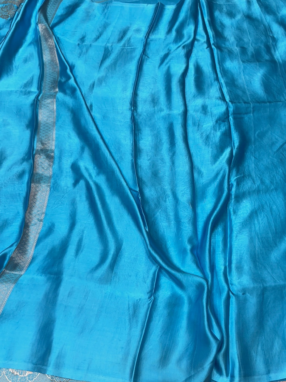 Firozi Handwoven Pure Banarasi Mashru Silk Saree
