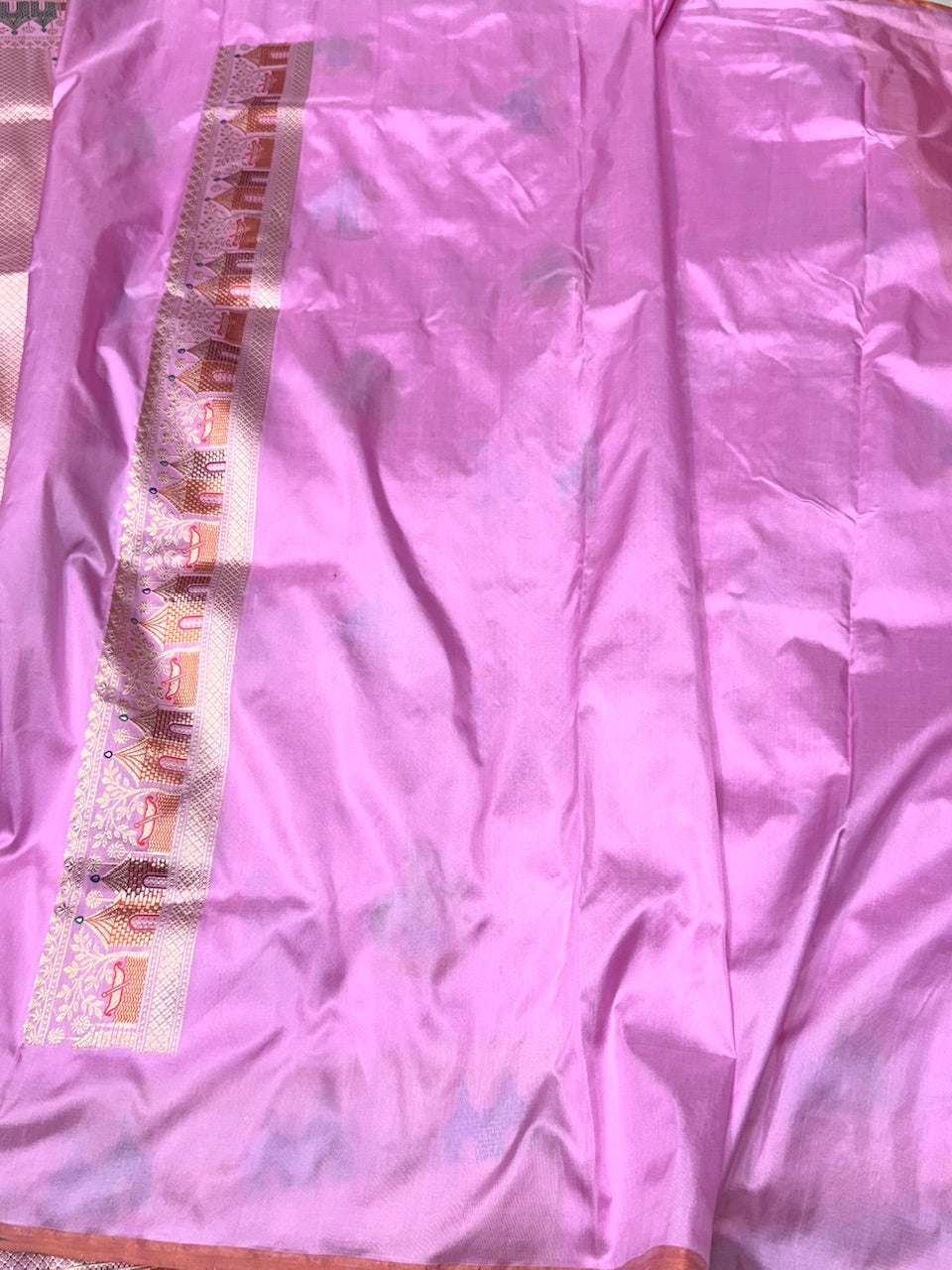 Baby Pink Handwoven Banarasi Pure Silk Saree