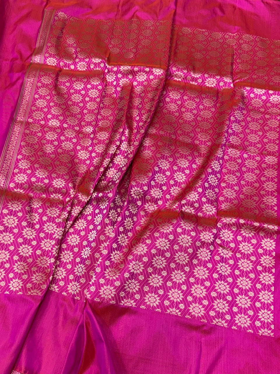 Rani Pink Handwoven Ektara Pure Silk Saree