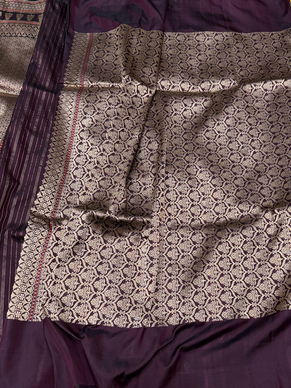 Wine Handwoven Ektara Pure Silk Saree