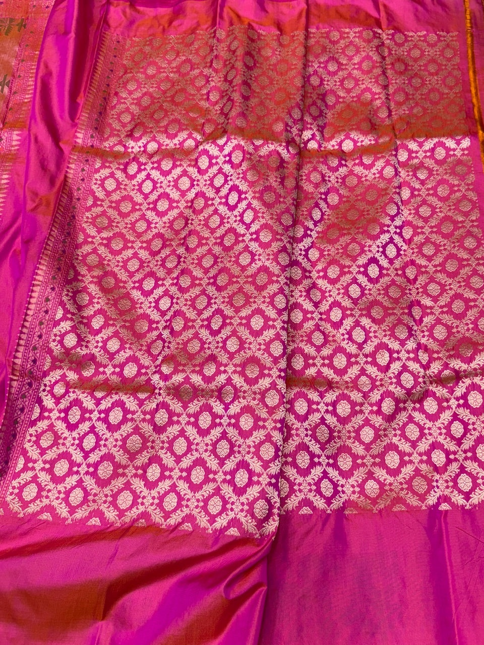 Orangish Pink Handwoven Ektara Pure Silk Saree