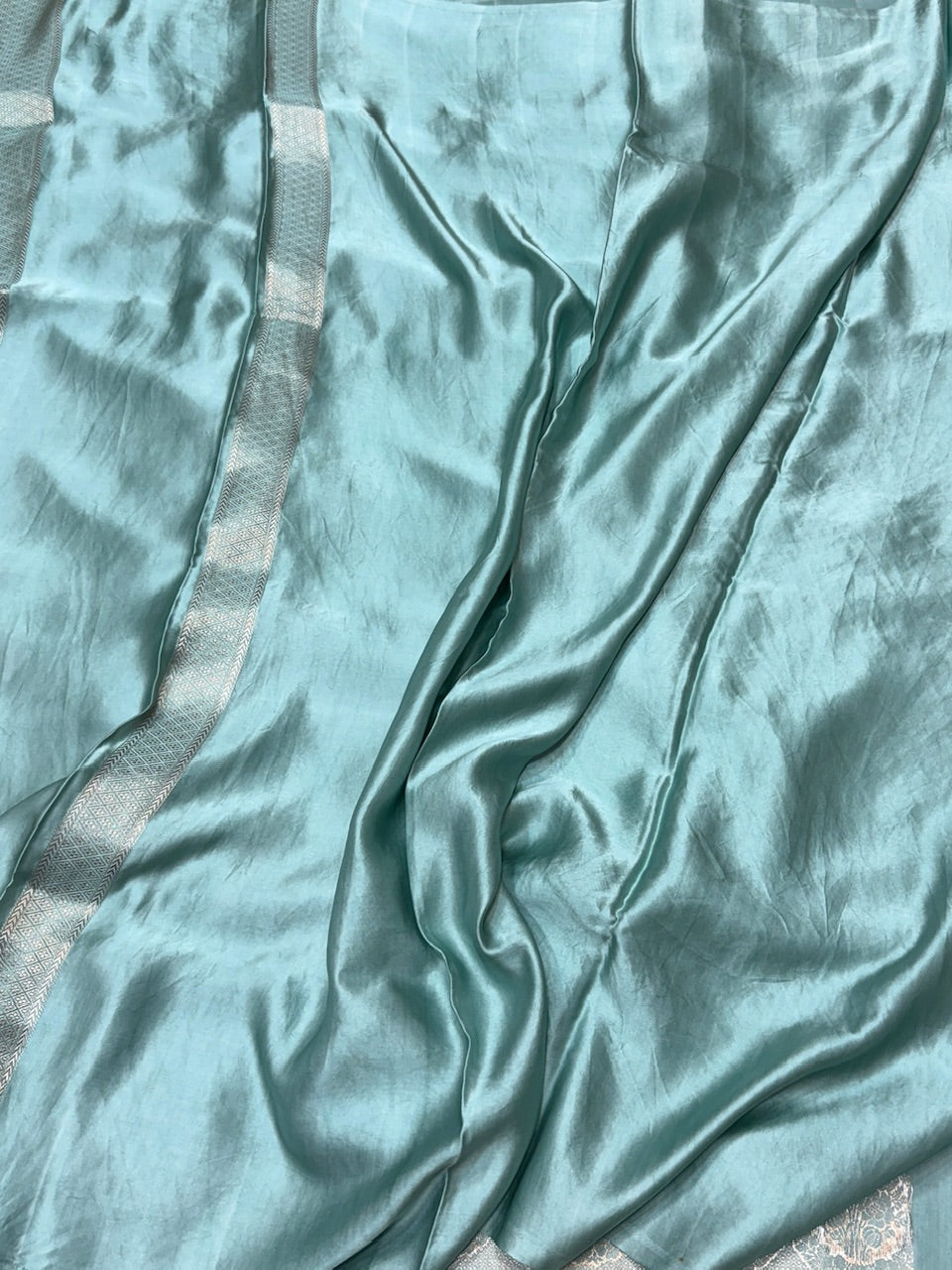 Sage Green Handwoven Pure Banarasi Mashru Silk Saree