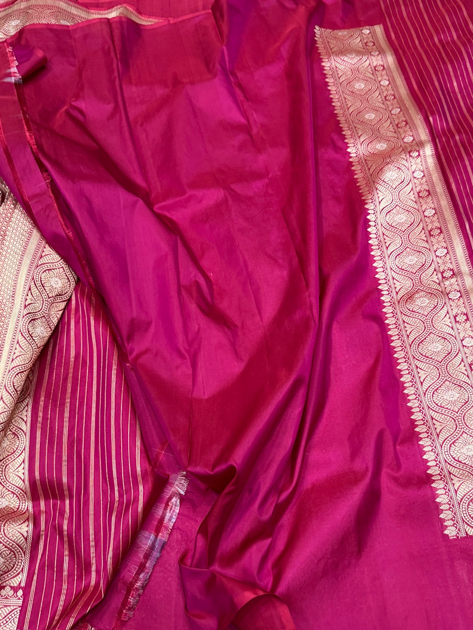 Rani Pink Handwoven Pure Silk Brocade Saree