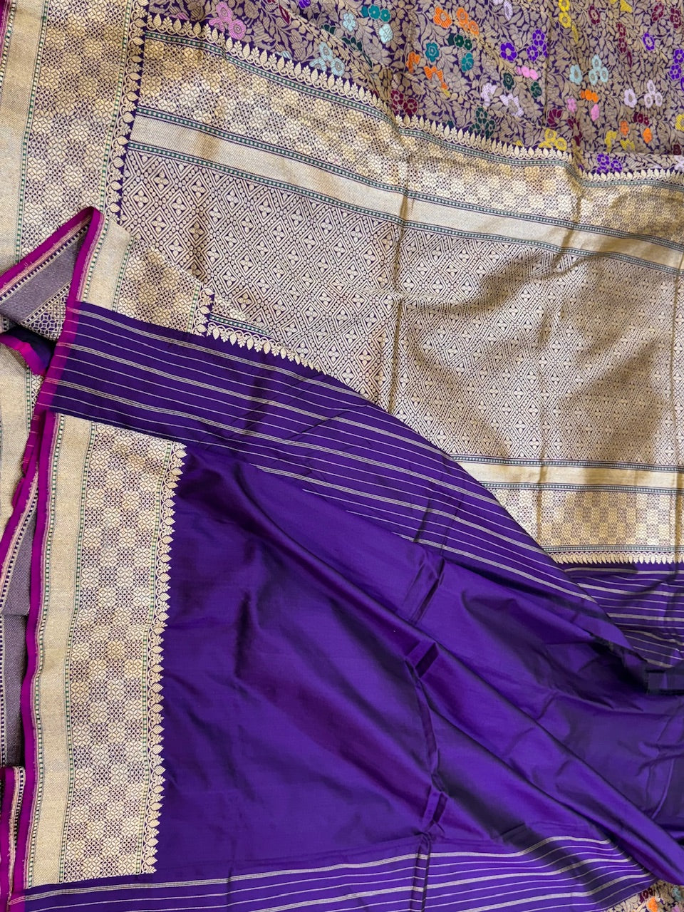 Purple Handwoven Pure Silk Brocade Saree