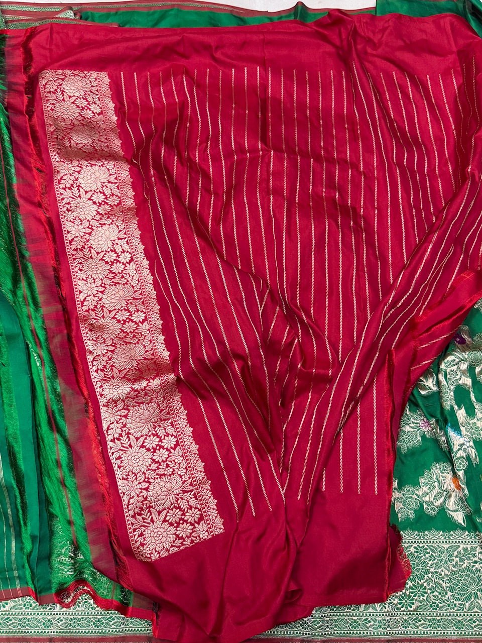 Green Handwoven Banarasi Ektara Pure Silk Saree
