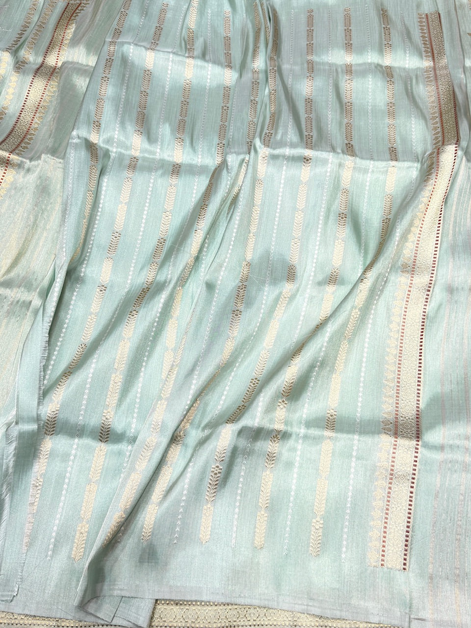 Sage Green Handwoven Pure Ektara Tissue Saree