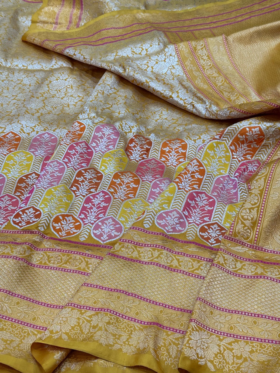 Yellow Handwoven Banarasi Pure Silk Saree