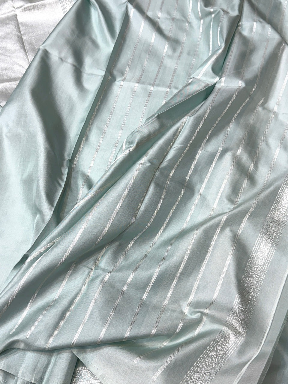 Powder Blue Handwoven Ektara Pure Banarasi Silk Saree