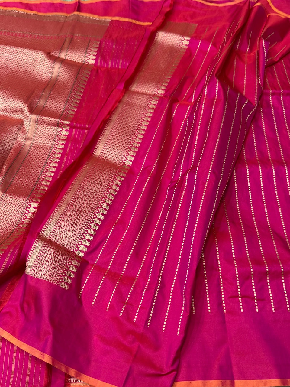 Rani Pink Handwoven Banarasi Pure Silk Saree