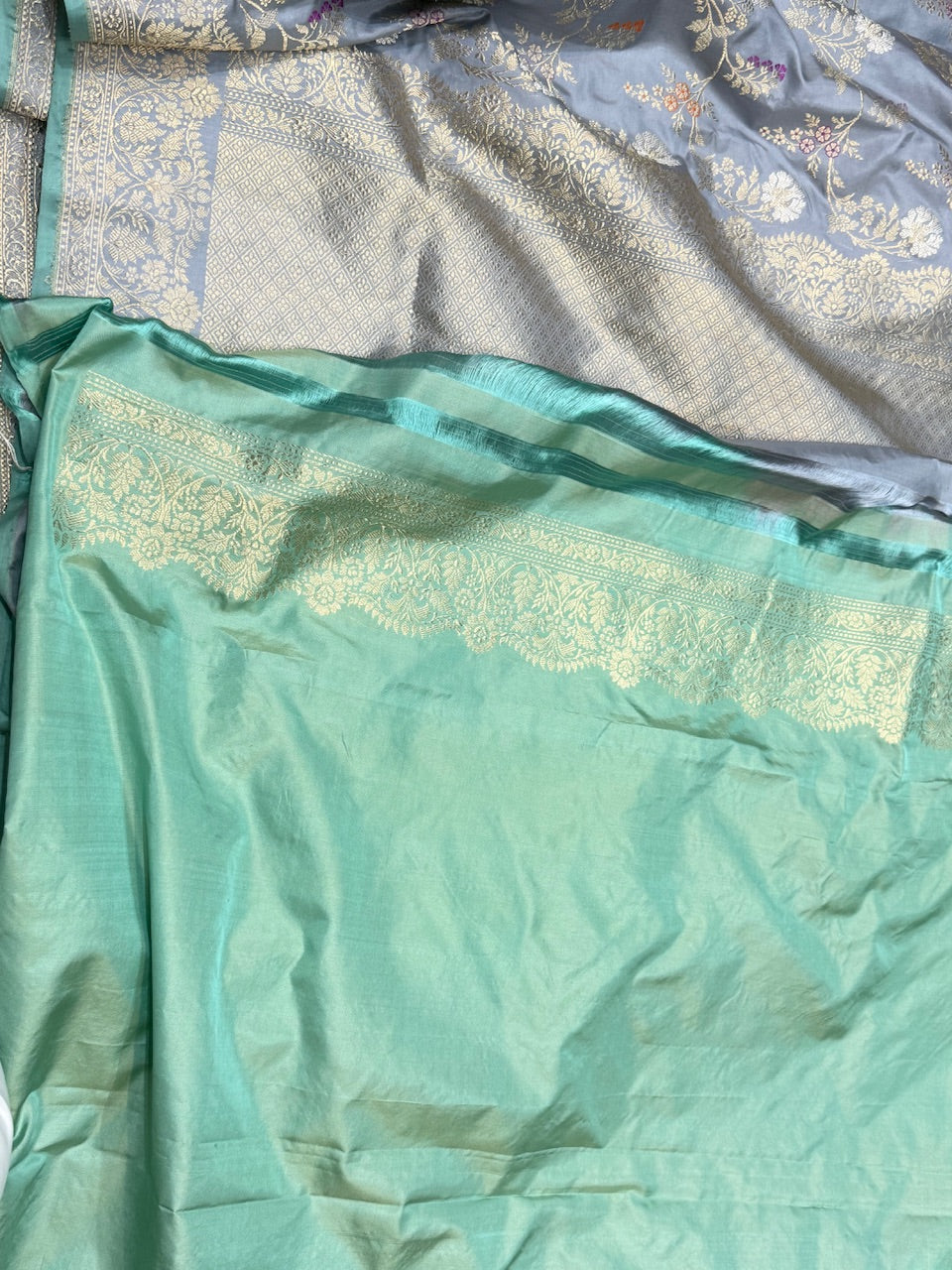Grey Handwoven Banarasi Silk Saree