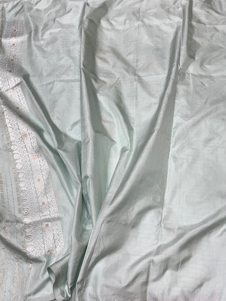 Powder Blue Handwoven Pure Banarasi Silk Saree