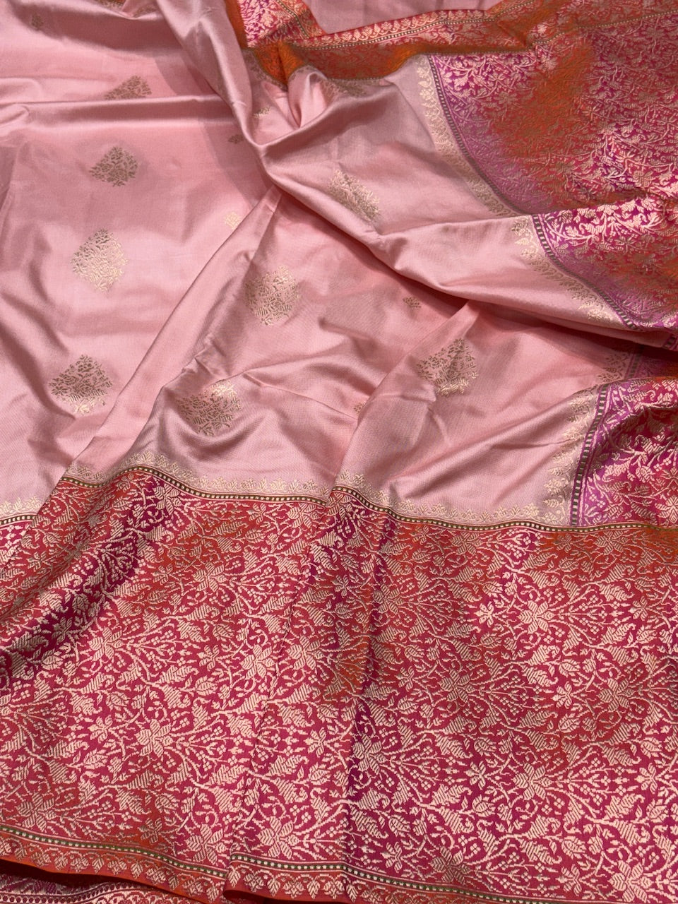 Powder Pink Handwoven Ektara Pure Silk Saree
