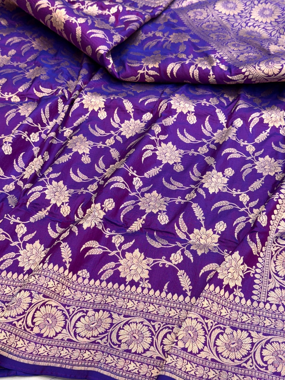 Purple Banarasi Pure Silk Saree
