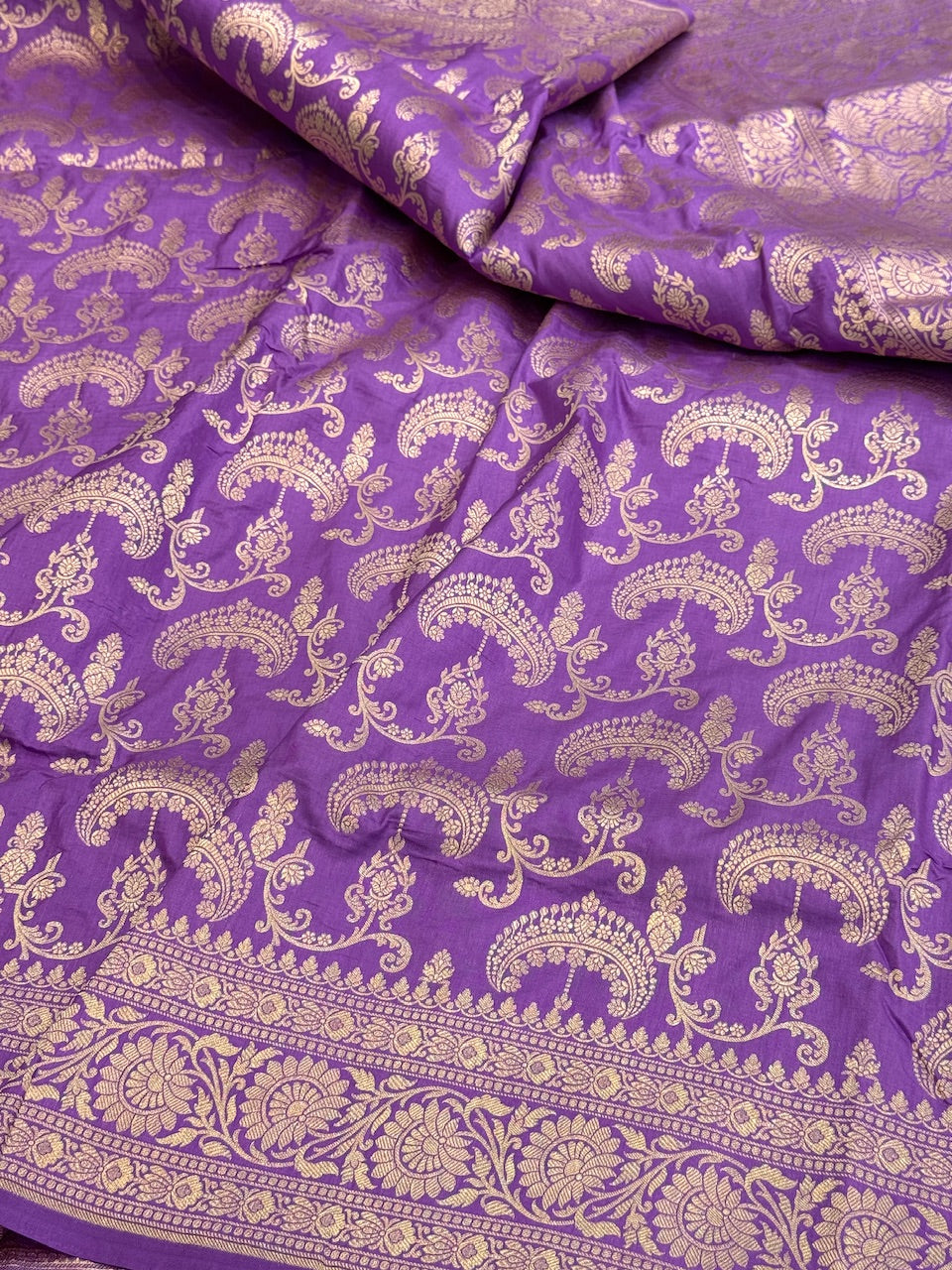 Lavender Banarasi Pure Silk Saree