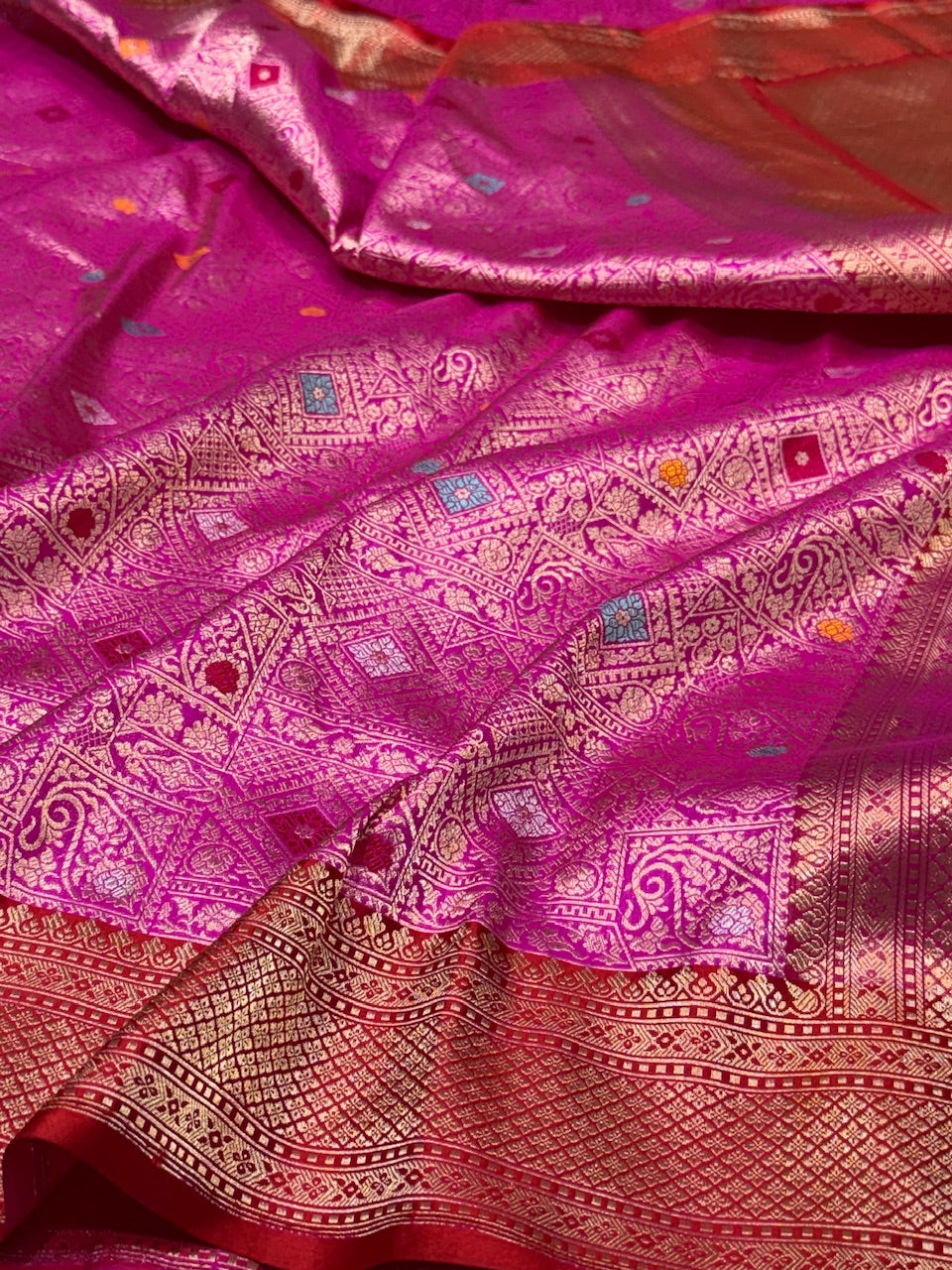 Rani Pink Handwoven Banarasi Brocade Saree