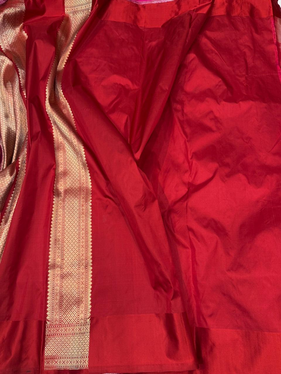 Rani Pink Handwoven Banarasi Brocade Saree