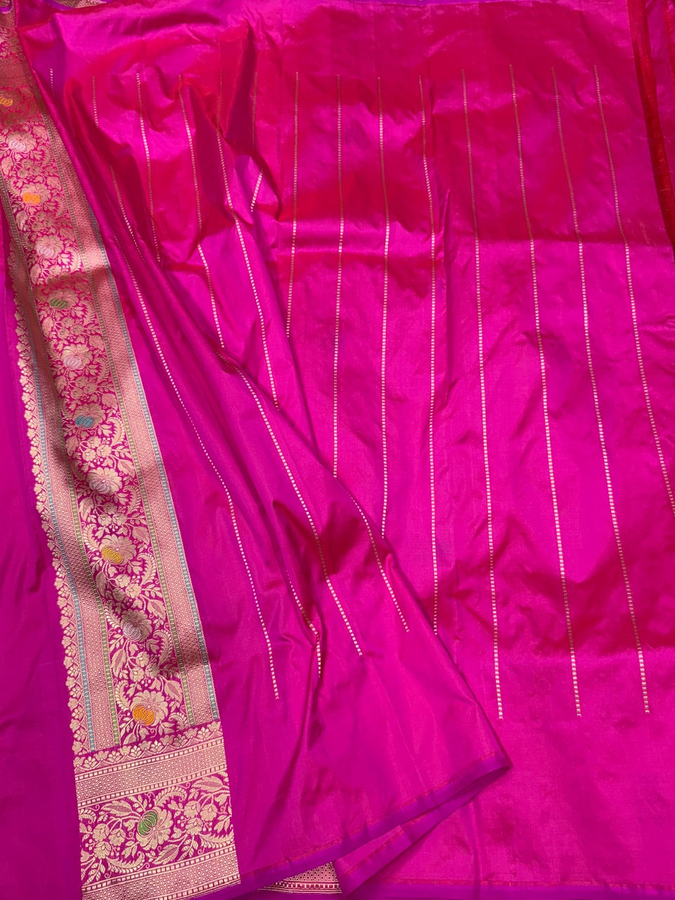 Rani Pink Handwoven Pure Banarasi Silk Saree