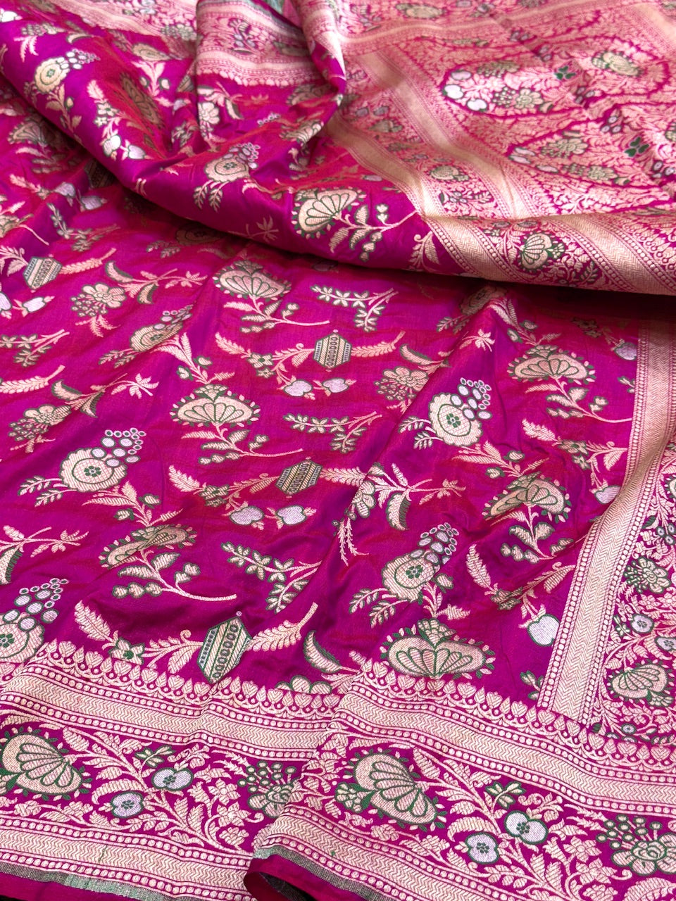 Rani Pink Minakari Pure Silk Saree