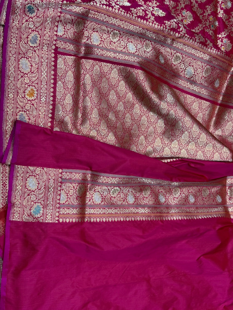 Rani Pink Handwoven Banarasi Pure Silk Saree