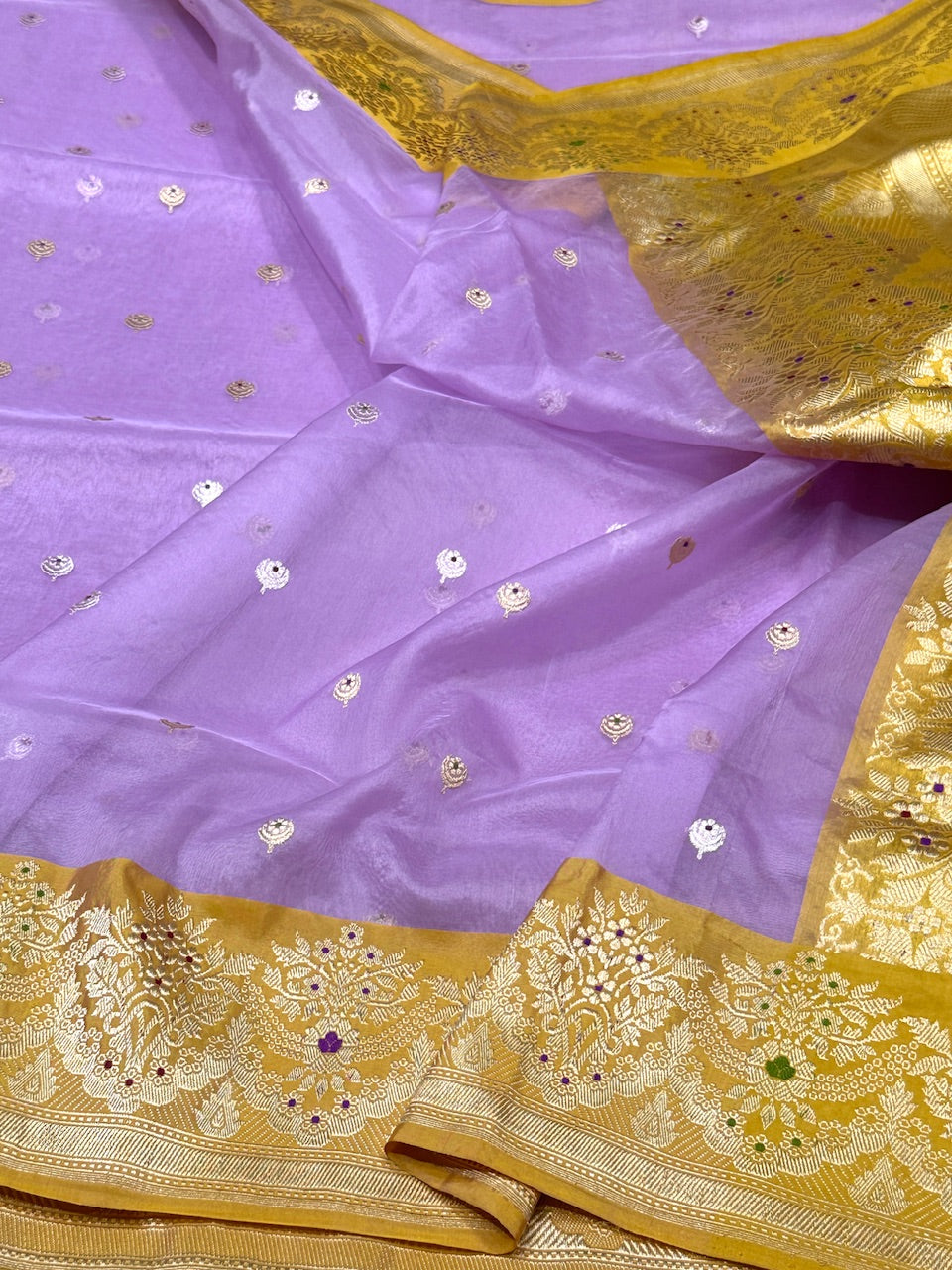 Lavender Handwoven Banarasi Pure Organza Saree