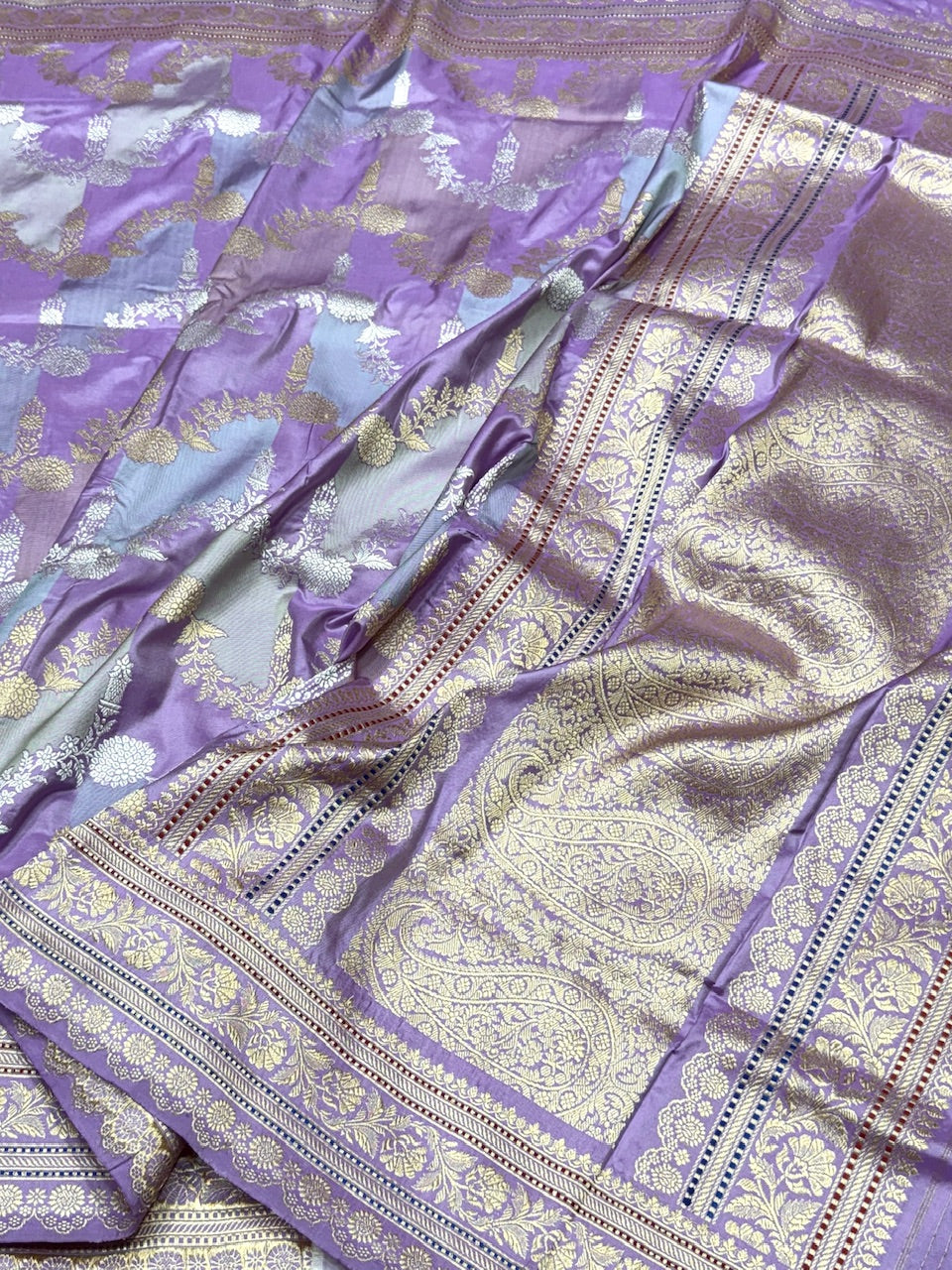 Lavender Rangkaat Handwoven Pure Banarasi Saree