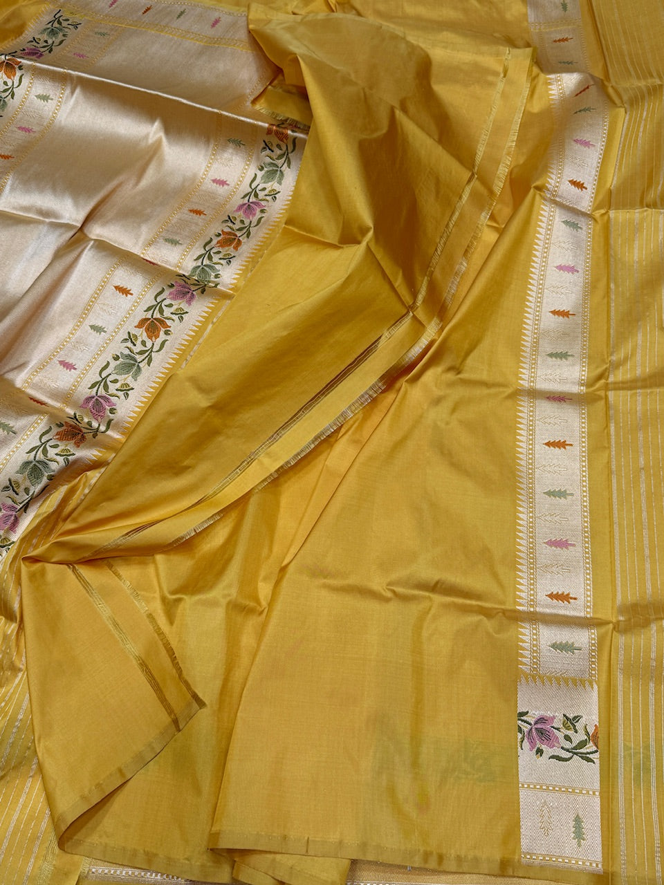 Mustard Yellow Handwoven Banarasi Pure Katan Silk Saree