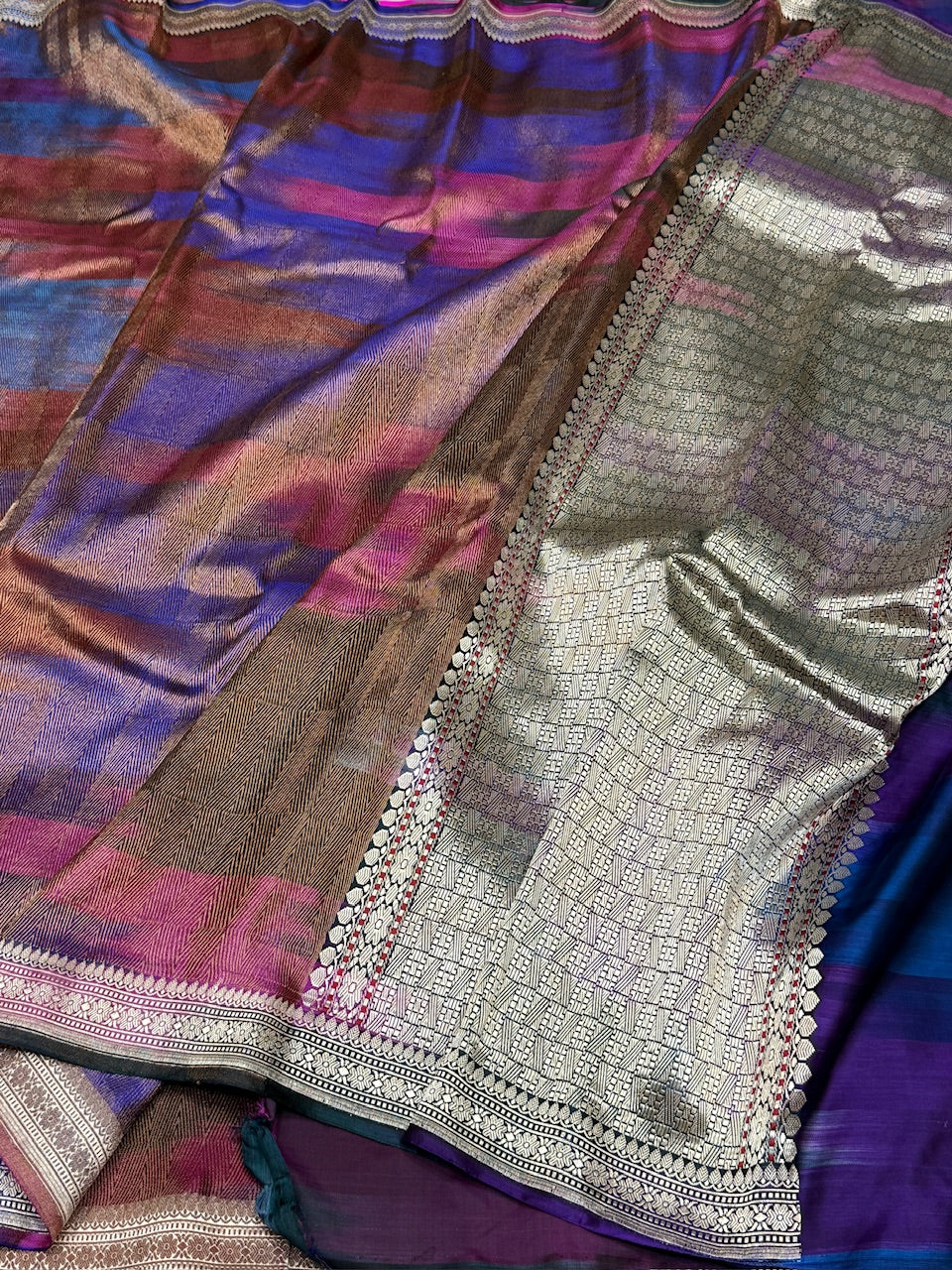 Rainbow Handwoven Pure Banarasi Satin Silk Saree