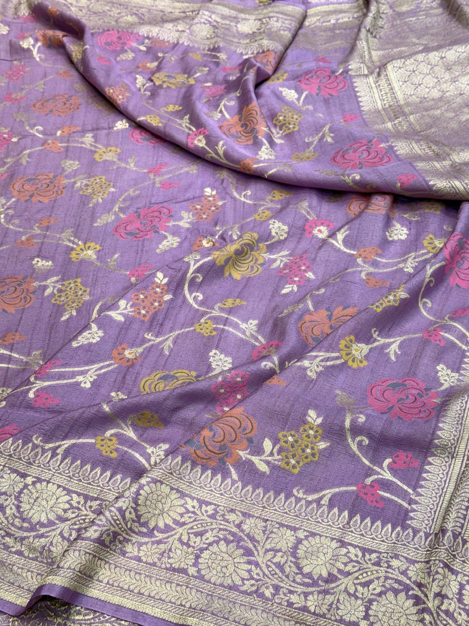 Gajiri Pink Banarasi Pure Tussar Georgette Saree