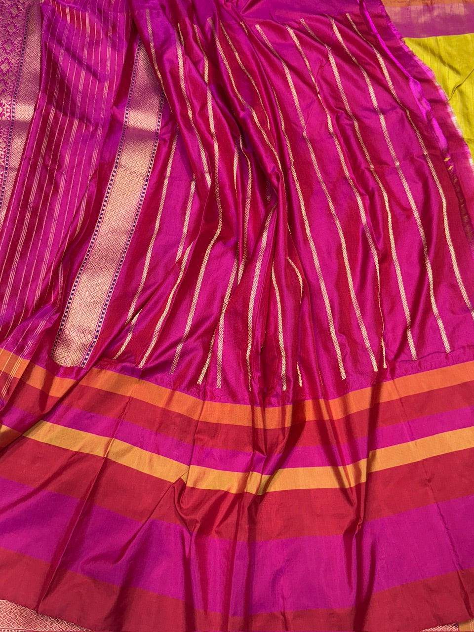 Mehndi Yellow Handwoven Pure Banarasi Ektara Silk Saree