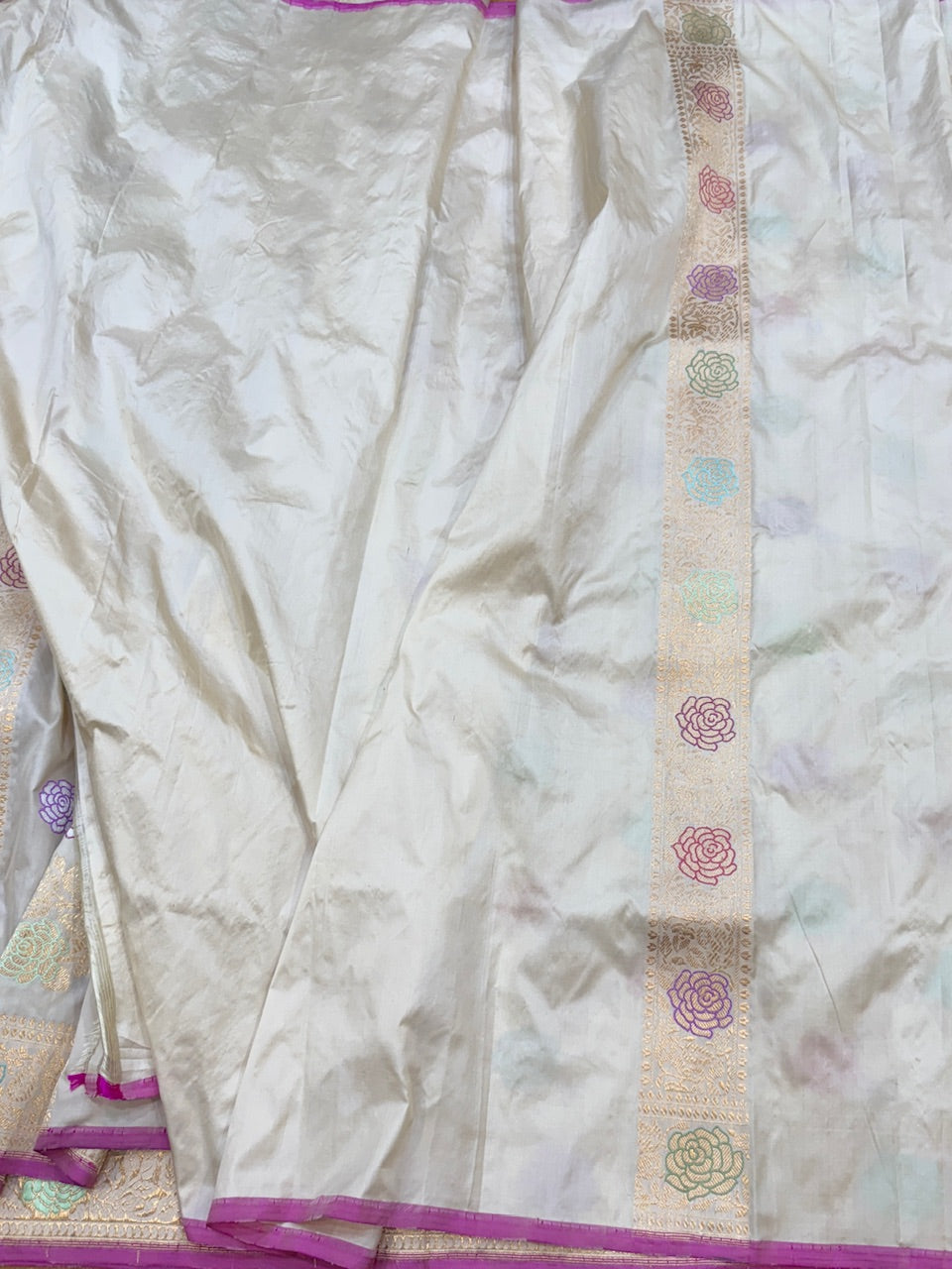 Handwoven Rose Banarasi Silk Saree