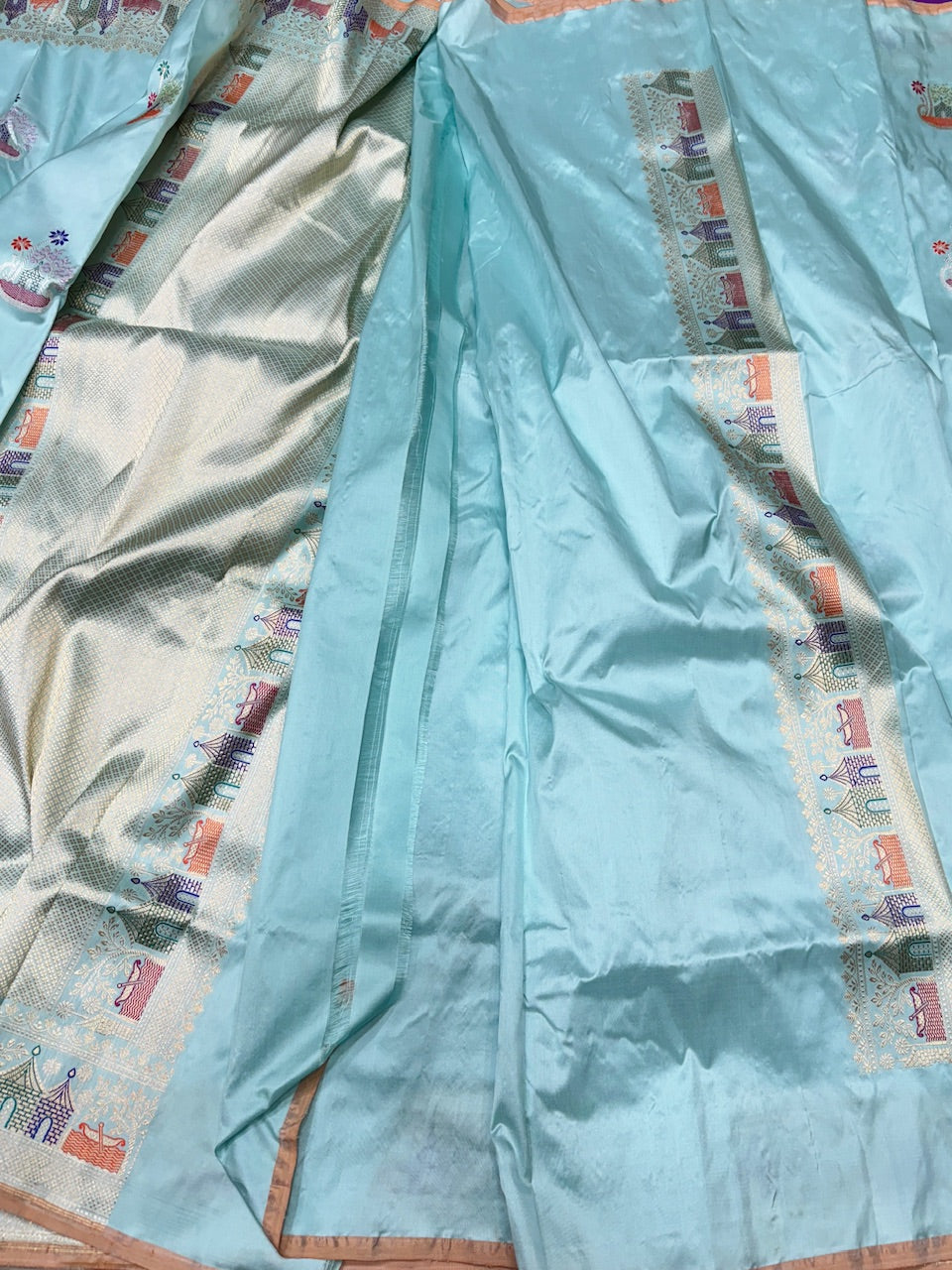 Sky Blue Handwoven Banarasi Pure Silk Saree