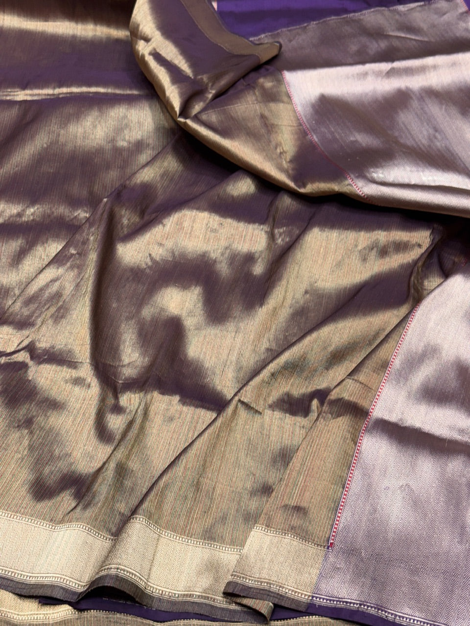 Purple Handwoven Pure Banarasi Satin Silk Saree