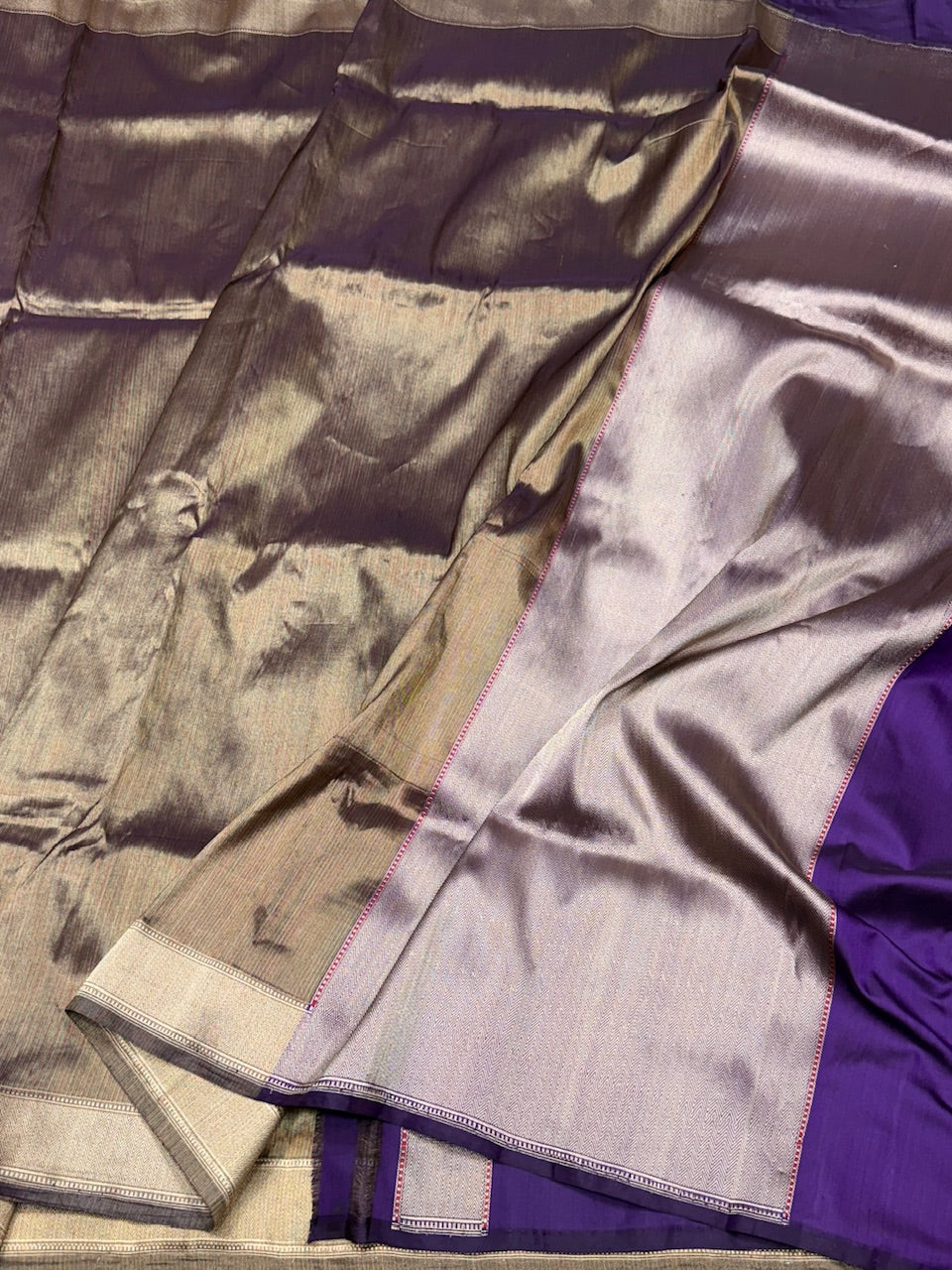 Purple Handwoven Pure Banarasi Satin Silk Saree