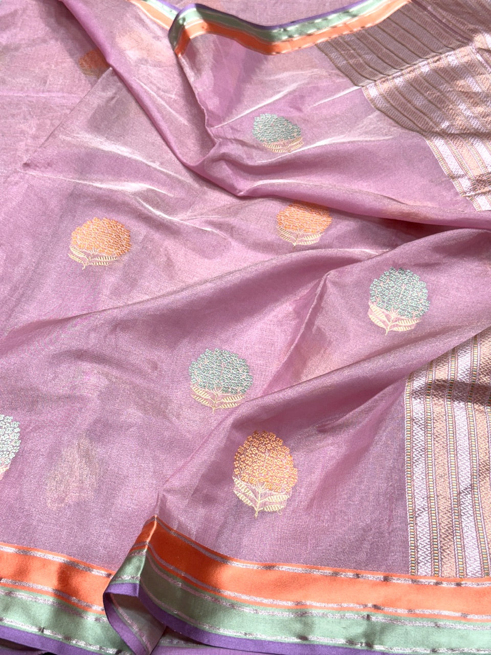 Baby Pink Handwoven Pure Banarasi Ektara Tissue Silk Saree