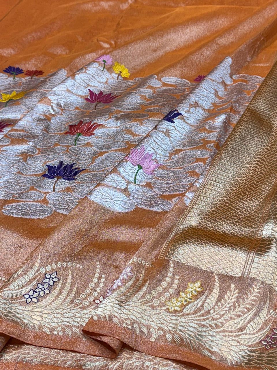 Orange Handwoven Tissue Saree