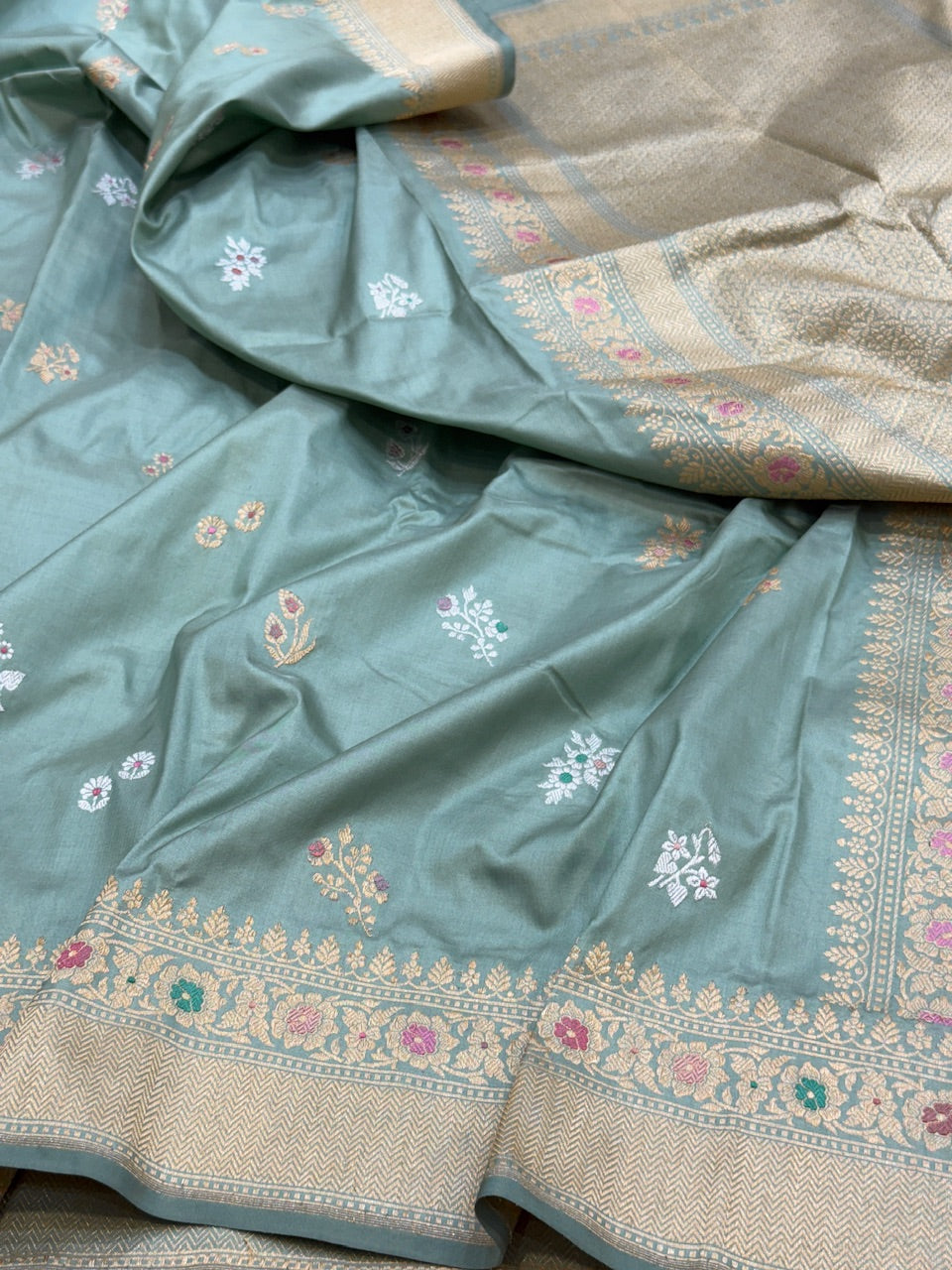 Sage Green Handwoven Banarasi Silk Saree