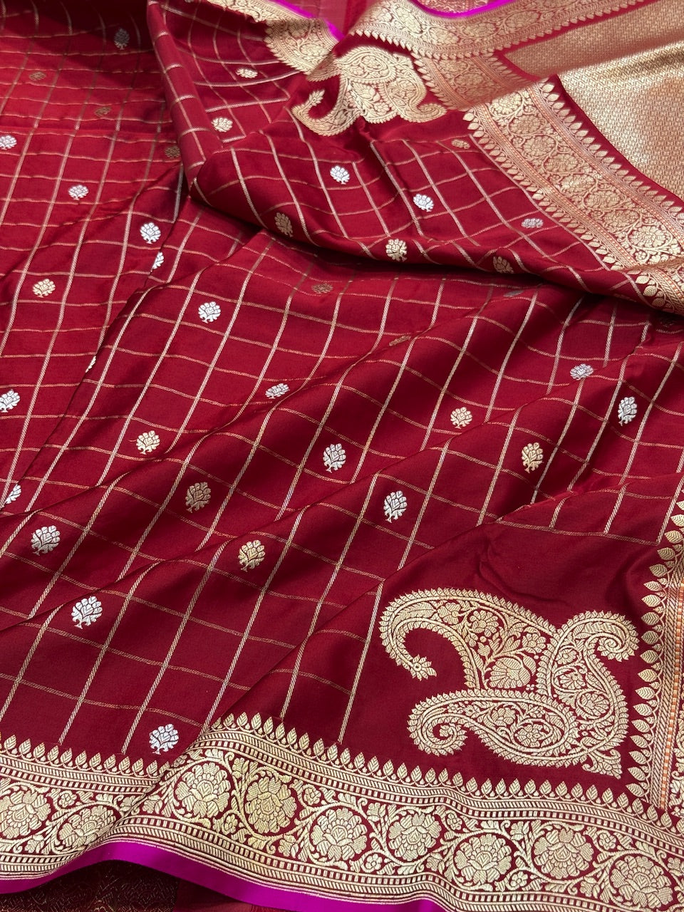 Handwoven Banarasi Mashru Satin Silk Saree