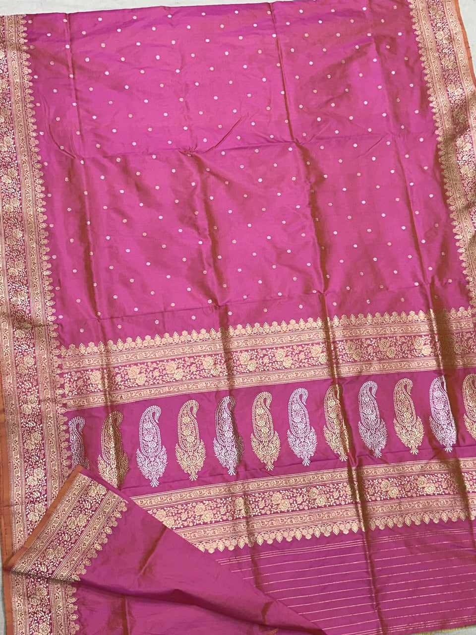 Barbie Pink Vintage Handwoven Banarasi Pure Silk Saree