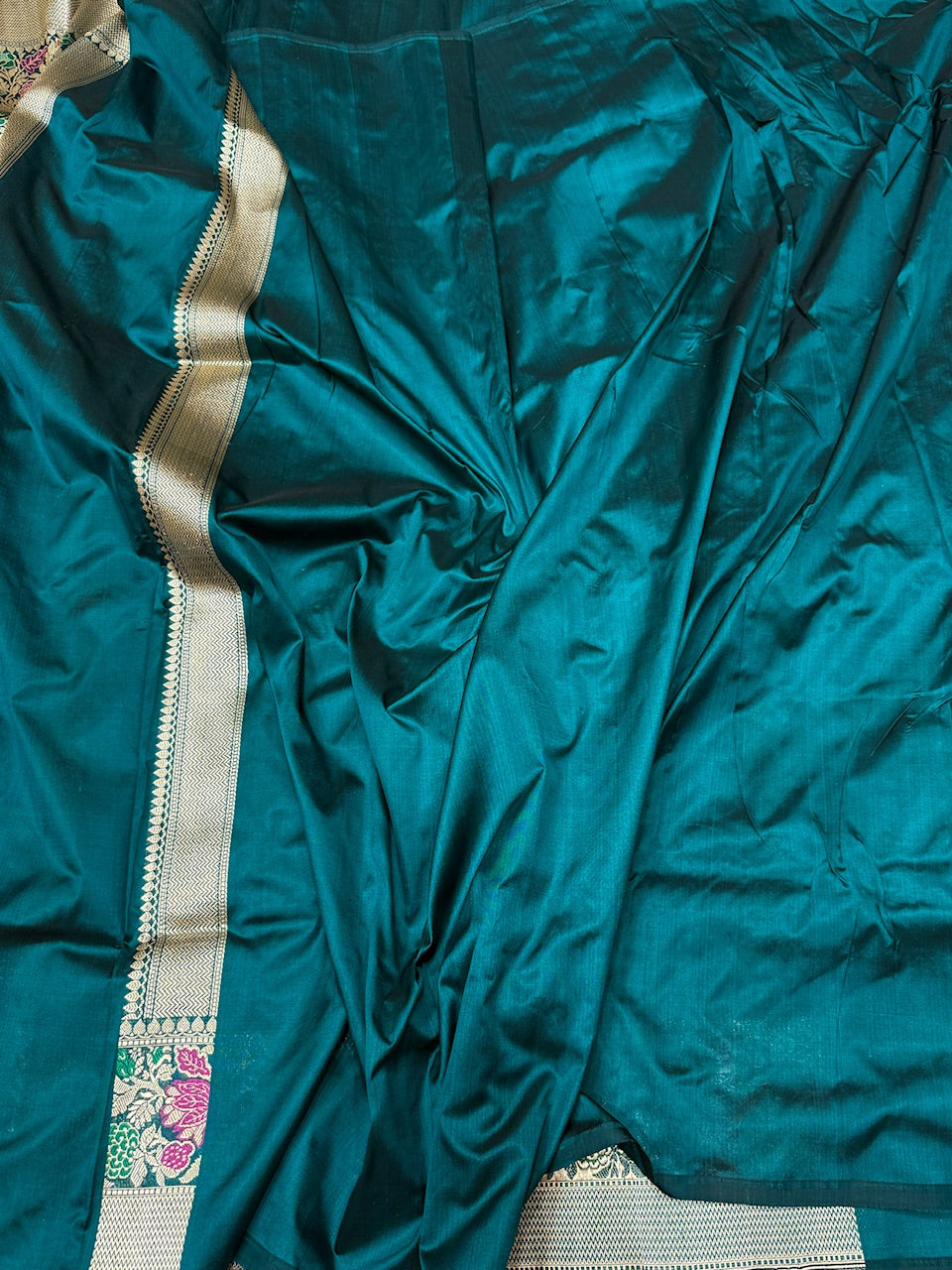 Teal Green Handwoven Pure Banarasi Silk Saree