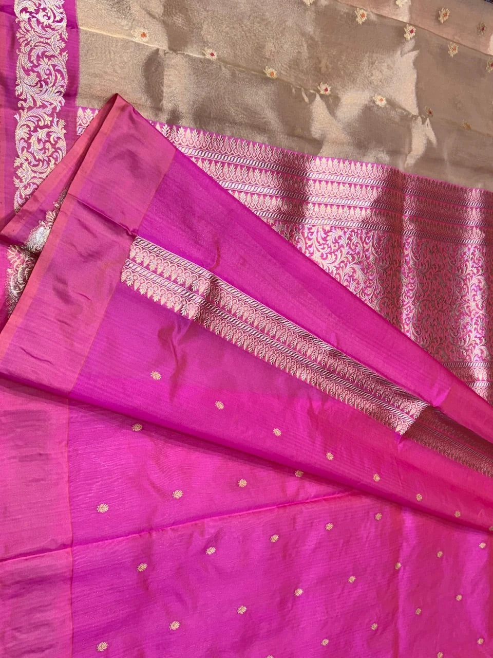 Rose Gold Handwoven Banarasi Pure Tissue Saree