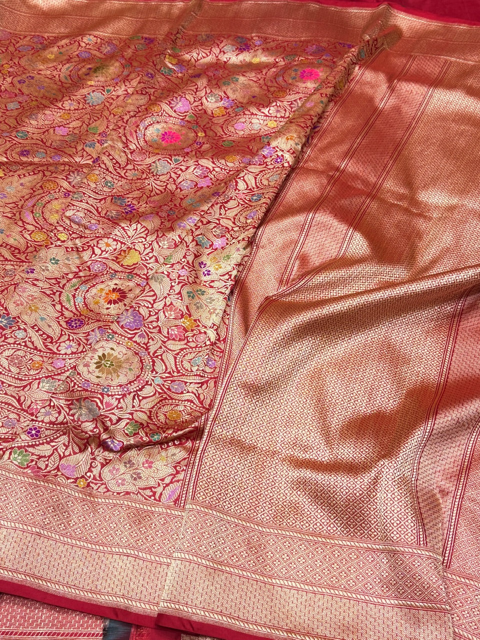 Red Handwoven Pure Banarasi Silk Brocade Saree